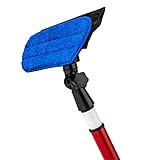 2 in 1 Telescoping Window Washing Equipment- Microfiber Cloth & Rubber Squeegee Tool- Pivoting Cleaning Head- 5ft Long Telescopic Pole- Best Cleaner for Windows/ Mirror/ Glass Door/ Car/ RV Windshield