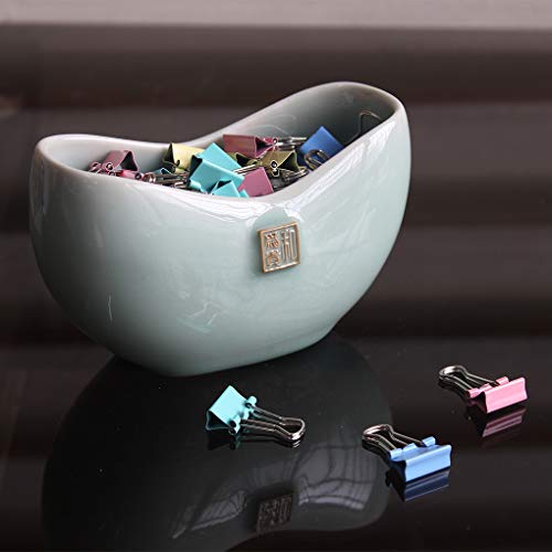 BangQiao Ceramic Business Name Card Holder Display Stand for Desk, Home and Office, Light Cyan Color