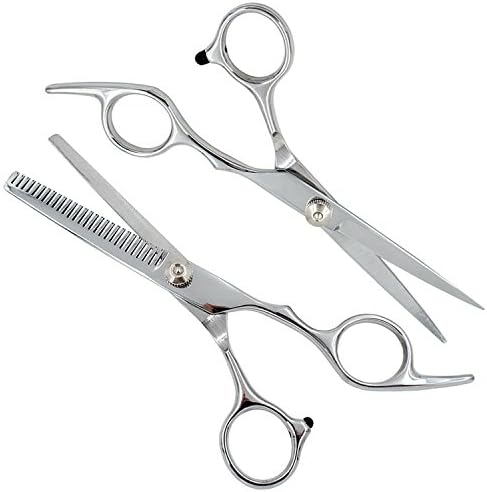 Beautyours (6.7" Hair Cut/thin Scissors Shears Sharp,w/Finger Rest Insert)Professional Barber Hairdressing Black Leather Case(2PCS)