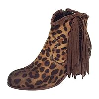 Mozziee Short Booties Women Ankle Heels,Pointed Toe Fringe Chunky Heels Short Boots Rome Shoes for Women Heels and Pumps Yellow