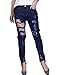 Sexyshine Women's Casual High Waisted Destroyed Ripped Hole Denim Pants Long Stretch Pencil Jeans(BE,M) A-Blue