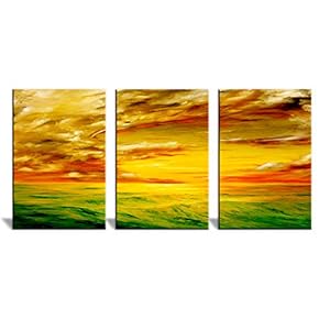 3 Pieces Canvas Wall Art Sunset Print Gallery Wrap Modern Home Decoration Ready to Hang - 16"x24" x 3 Panels