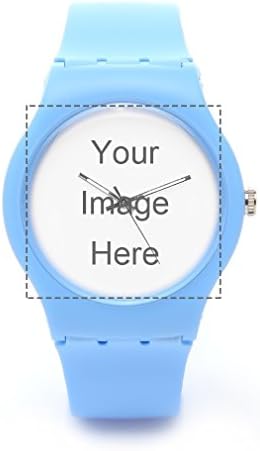 Custom Personalized Photo or Text Designable Blue Plastic Watch