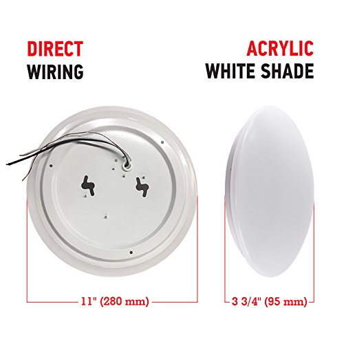 OSTWIN 11 inch Modern LED Flush Mount Ceiling Light Fixture for Any Room 20W (100W Replacement) 5000K (Daylight) Round Acrylic Shade White Finish Mushroom Shape ETL & Energy Star Listed