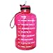 QuiFit Motivational Gallon Water Bottle - with Straw & Time Marker BPA Free Large Reusable Sport Water Jug with Handle for Fitness Outdoor Enthusiasts Leak-Proof(Hot pink,1 gallon)