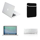 TopCase Rubberized Hard Case for Macbook Pro 13-Inch A1425 and A1502 Bundle with Sleeve, Silicone Keyboard Cover, Screen Protector and Mouse Pad - Clear