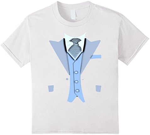 unisex-child Funny Black Blue Tuxedo Suit TShirt with Vest and tie 12 White