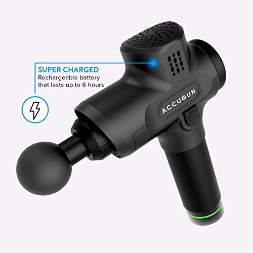 Accugun Portable Massage Gun | 6 Speeds | Quiet, Percussion, Handheld & Cordless Device | Athlete Recovery, Muscle Soreness, Back, Body & Foot Stiffness, Deep Tissue Therapy Relaxation | Flyby Design - Thumbnail 4