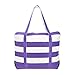 DALIX Striped Boat Bag Premium Cotton Canvas Tote in Purple
