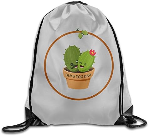 FRICSTAR Cactus Olive You Dad Father Gift Cute Drawstring Backpack Art Design Print Rucksack Shoulder Bags Gym Bag 17"x12"