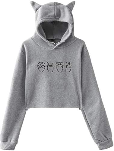 Eudolah Ladies Dolan Twins 99 Top Hoodie Lovely Cat Ear Long Sleeve Jumper