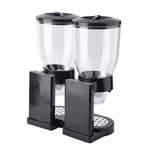 Double Chambers Dry Food Cereal Dispenser Airtight Kitchen Storage Twin Container Dual Control For Oatmeal Candy Granola Nuts