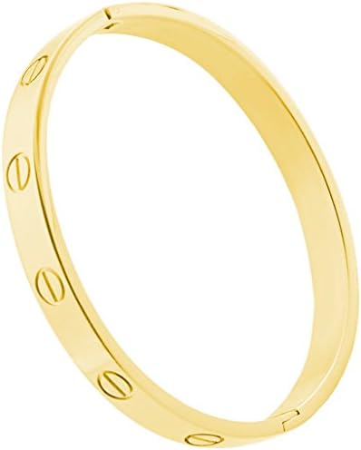 Plazar Women's Gold Plated Cuff Bracelet Hinged Bangle for Women Oval Fits 6.5-7.5 Inch Wrists (Yellow Gold Plated 7.5 Inch)