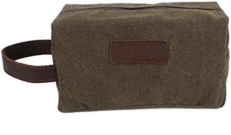 AIDERLY Travel Toiletry Bag with Carring Strap Canvas Shaving Bag Dopp Shower Overnight Wash Kit Cosmetic Makeup Bag for Men Green