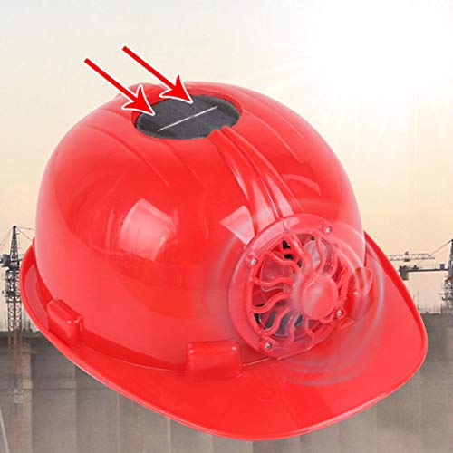 Deesee(TM)Ultimate Solar Powered Cooling Fan Safety Helmet Work Hard Cap Hat Head (Red)