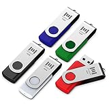 mosDART 5 X 16GB USB 2.0 Flash Drive Swivel Bulk Thumb Drives Memory Sticks Jump Drive Zip Drive with Led Indicator,Black/Blue/Red/White/Green(16GB,5pack Mix Color)