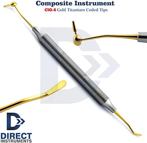 Dental Composite Instrument #6 Titanium Gold CIG6 Plastic Filling Restorations Amalgam Placing Finishing Margins Carving Condensing Super Plugger