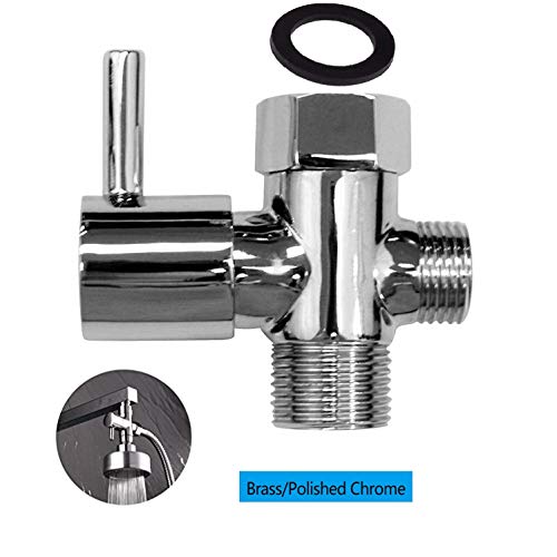 Zengest General Purpose Interface Shower Arm Diverter Valve for Hand Shower Head and Fixed Spray Head, Chrome Nut Type
