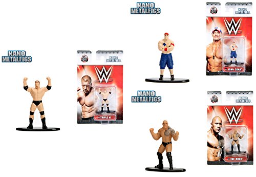 WWE Mini Figures Metal Nanofigs Jada Wrestling Series Triple H / John Cena & The Rock 3-Pack