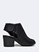 Peep Toe Bootie - Low Stacked Heel - Open Toe Ankle Boot Cutout Velcro Enclosure
