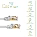 Cat 7 Ethernet Cable 50 ft White Flat with Cable Clips Shielded Cat7 Solid Ethernet Patch Cord Fastest Internet RJ45 Higher Speed Than Cat 5e Cat6 Network (50Ft- White) primary