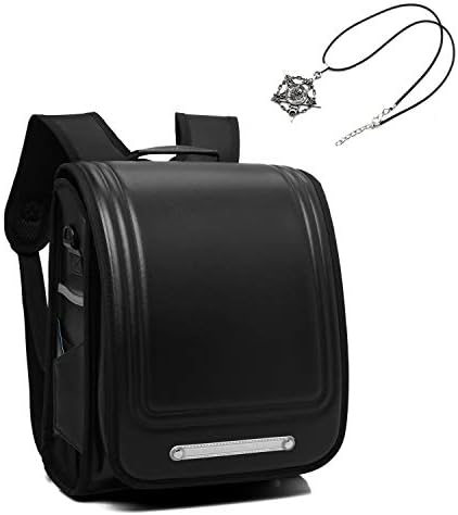 HUAZIBB School Backpack for Boys and Girls Waterproof PU Randoseru Student Bags- Black