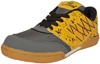 Livia Winner L-CUP-001 World Play Game Synthetic Mesh Unisex Super Cushion Shoe For ( Men, Boys, Women, Girls & Junior ) PU Material Non Marking Rubber Sole Outdoor Indoor Playing - Best in Badminton, Basketball, Volleyball, Walking, Running, Cycling, Gymnastic, Jogging Sports Shoes ( Yellow & Grey )