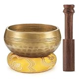 Moukey Tibetan Singing Bowl 3.2 Inch Meditation Gong Zen Chakra Yoga Bowl Set With Wooden Striker And Cushion