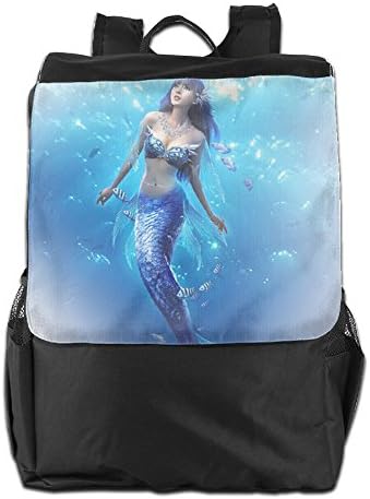 Navy-blue Mermaid Outdoor Men And Women Travel Backpack Hang Loose Black