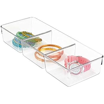 InterDesign Linus Dresser and Vanity Drawer Organizer, 13-inch by 5-inch by 2.25-inch, Clear