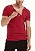 NITAGUT Mens Hipster Hiphop Holes Design T-Shirt Cotton Crewneck Tees Zipper Trim (Large/Chest 40-42, Red)