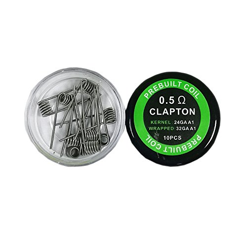 10PCS Kanthal A1 Prebuilt Heating Coil Wire Clapton 24GA+32GA, 0.5ohm