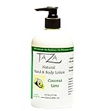 Premium Taza Natural Coconut Lime Hand & Body Lotion, 16 fl oz (473 ml) ♦ Leaves Your Skin Smooth, Soft & Glowing ♦ Contains: Sunflower Seed Oil, Shea Butter, Coconut Oil, Sweet Almond Oil