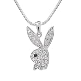 SpinningDaisy Perfect Crystal Playful Bunny Necklace