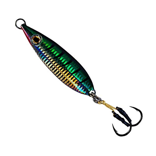 Flat Fall Iron Slow Vertical Fast Ocean Jigs w/ MUSTAD Hooks & OWNER Rings | Military Grade Kevlar Assist Cord | 7 Colors & 5 Weights | Scientific Color Contrast | Hydro-Dynamic Re-Engineered Design