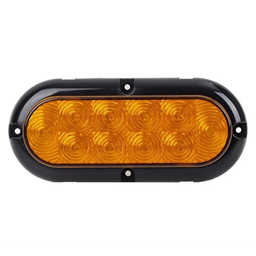 Partsam 4x Waterproof Amber Stop Turn Tail Brake Lights Flange Mount 6" 10LED w/Chrome Bezels, Sealed 6 Inch Oval Led trailer tail lights Turn Signal Parking with Plastic Chrome Covers Trim Rings - Thumbnail 3