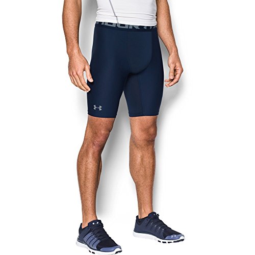 Under Armour Men's HeatGear Armour Long Compression Shorts, Midnight Navy/Steel, X-Large