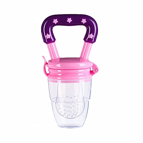 StarRoad Premium Child Baby Infant Food Feeder, Fresh Fruit Meat food Baby Teething Toy Training Teether Pacifier Safe Silicone Nipple Storage Container Feeding (M&L, Red&Yellow) - Thumbnail 6