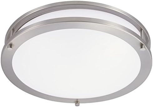 Green Beam 14 Inch Dimmable Sleek Brushed Nickel LED Ceiling Mount Light Fixture, Perfect for Kitchen, Hall, Office, Den | 1400 Lumen-Uses Only 20 Watts-5000K (Cool White Light) Easy Installation