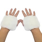 Ladies Pair Faux Fur Covered Fingerless Warmer Gloves