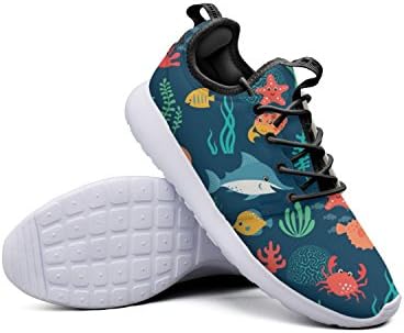 YYuuijk Fish Turtle Jellyfish Crab Printing Men's Tennis Shoes Casual Cute Comfortable Trendy Hip Hop Retro Retro Vintage Popular Mesh Lightweight Basketball Sneakers