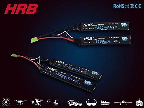 HRB 2S 7.4V 1200mah 25C-50C Lipo Battery Airsoft Tamiya for Gun Model AK Type