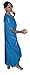 Moroccan Caftan Hand Made Breathable Cotton with Gold Hand Embroidery Long Light Blue