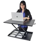 Compact Standing Desk Converter, 28 x 20 Inches, Height Adjustable Desk Riser for Dual Monitor or Laptop, Convert any Desk to a Stand Up Desk, Sit or Stand While Working, no Assembly Required (Black)