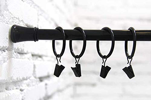 Magnoloran 50 Pack Curtain Rod Clip Rings Metal Rustproof Decorative Drapery Window Curtain Ring with Clip Window Ring Clip Hooks for Hanging Drapes (35mm/1.38 Inch Interior Diameter, Black)