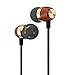 X-Best Customed Wood in-Ear Earphones with Microphone, Premium High Definition Dynamic Crystal Sound，Stereo Bass Earbuds, Noise Isolating Headphone with Volume Control for iOS Android Devices
