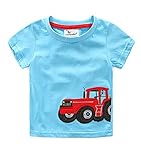Captain Meow Baby Boy Short Sleeves Tractor Blue Tee 1-6T