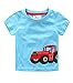 Captain Meow Baby Boy Short Sleeves Tractor Blue Tee 1-6T
