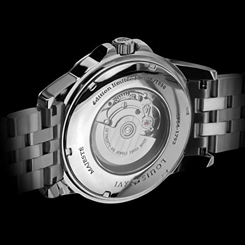 LOUIS-XVI-Herren-Armbanduhr-Majest-Stahlband-Silber-Schwarz-Karbon-Automatik-Analog-Edelstahl-629