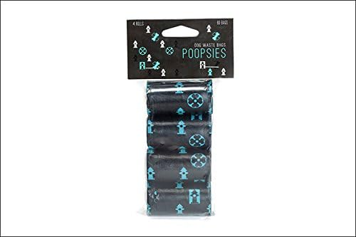 60 Poopsies Black &amp; Turquoise Dog Waste Bags